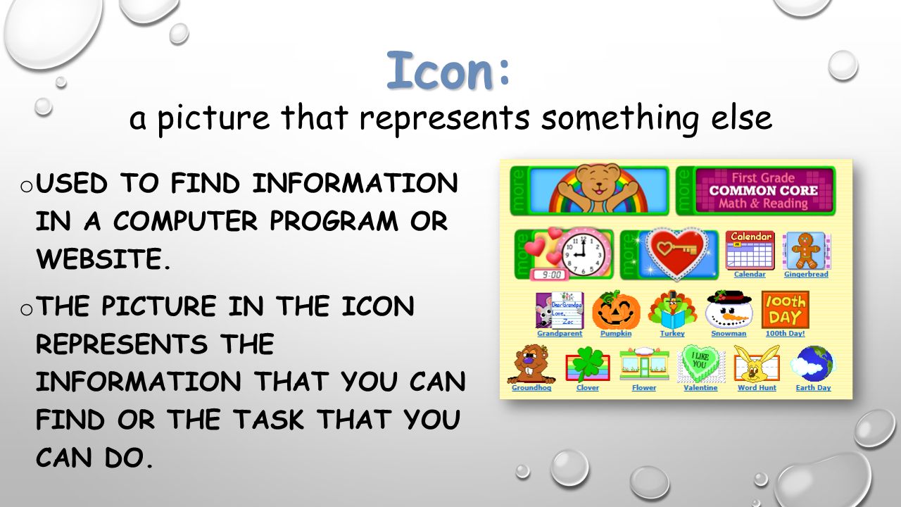 Icon: a picture that represents something else
