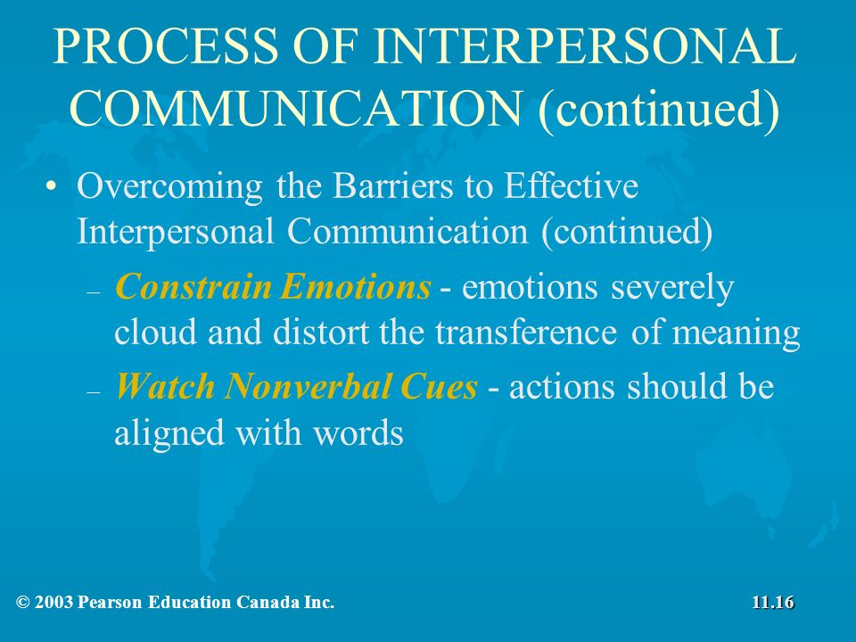 PROCESS OF INTERPERSONAL COMMUNICATION (continued)