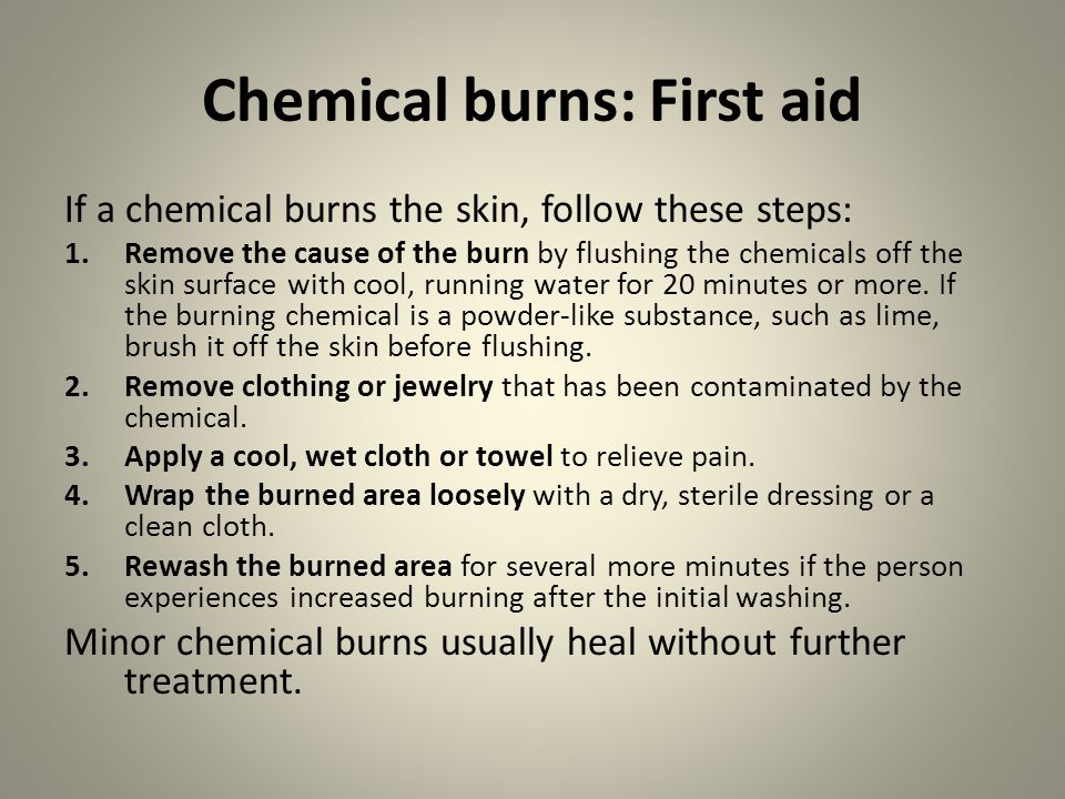 chemical burn first aid