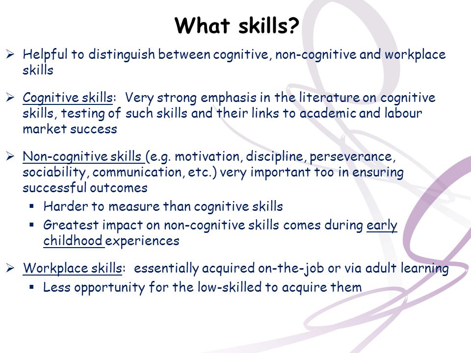 What skills Helpful to distinguish between cognitive, non-cognitive and workplace skills.