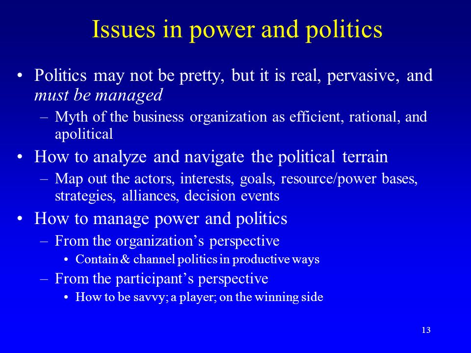 Issues in power and politics