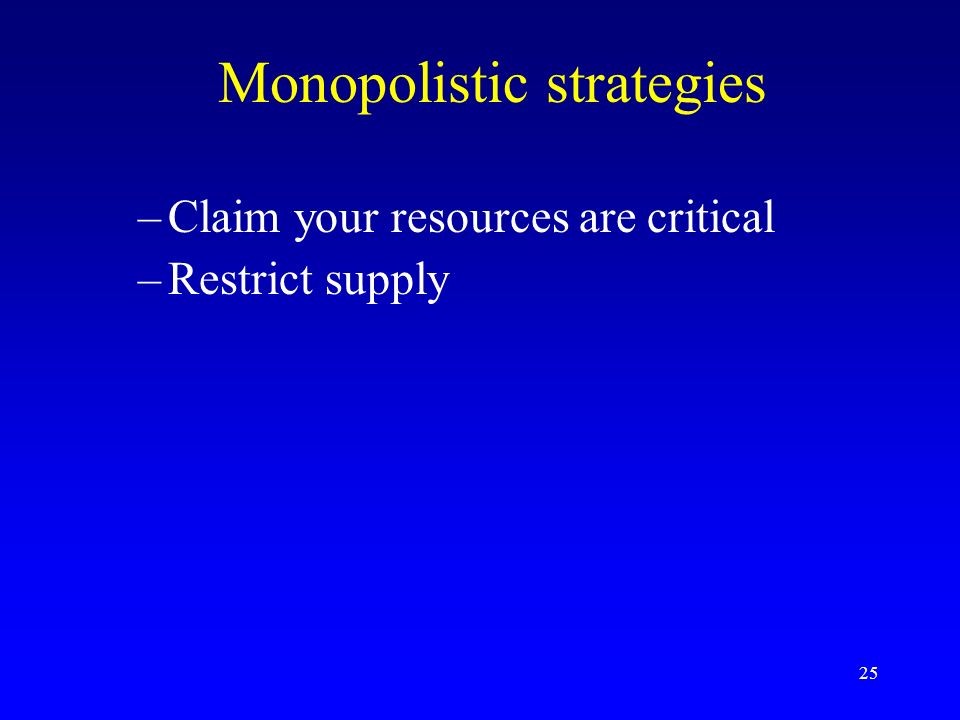 Monopolistic strategies