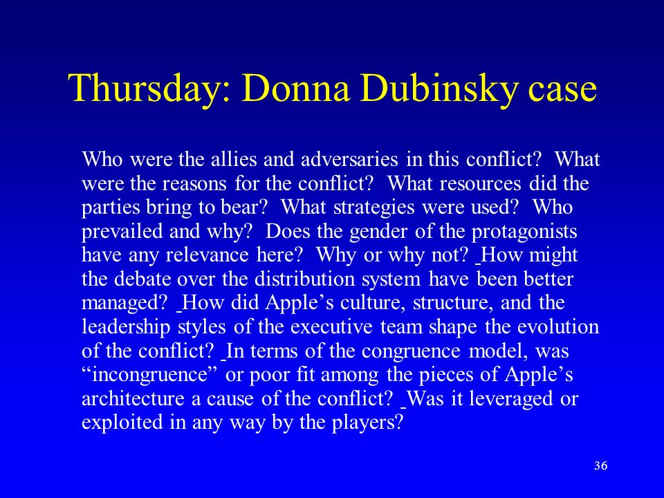 Thursday: Donna Dubinsky case
