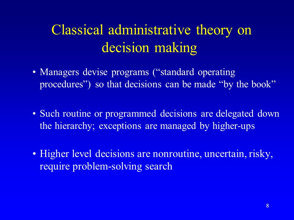 Classical administrative theory on decision making