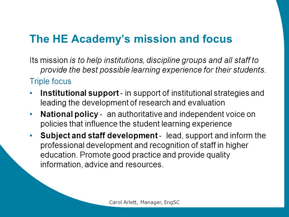 The HE Academy’s mission and focus