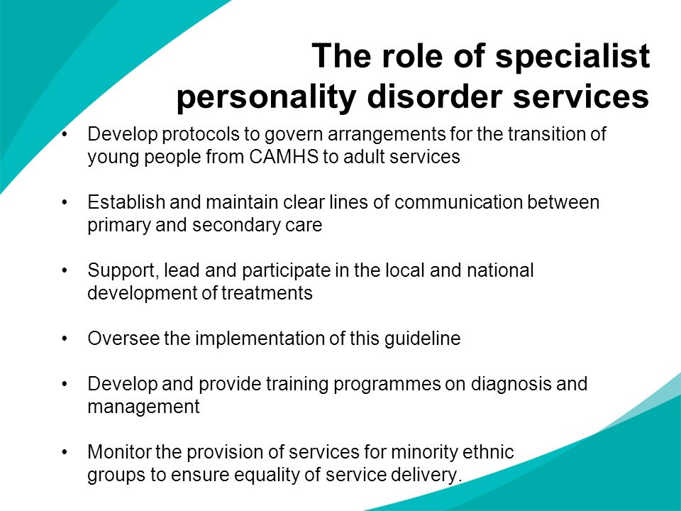 The role of specialist personality disorder services