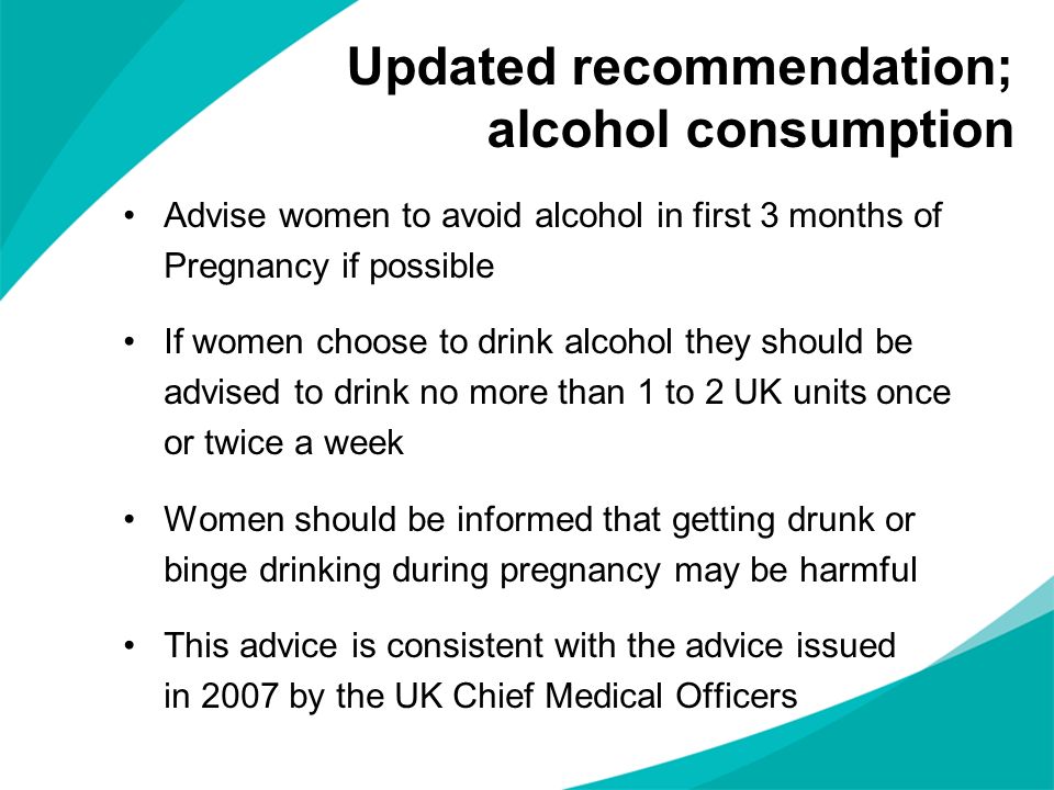 Updated recommendation; alcohol consumption