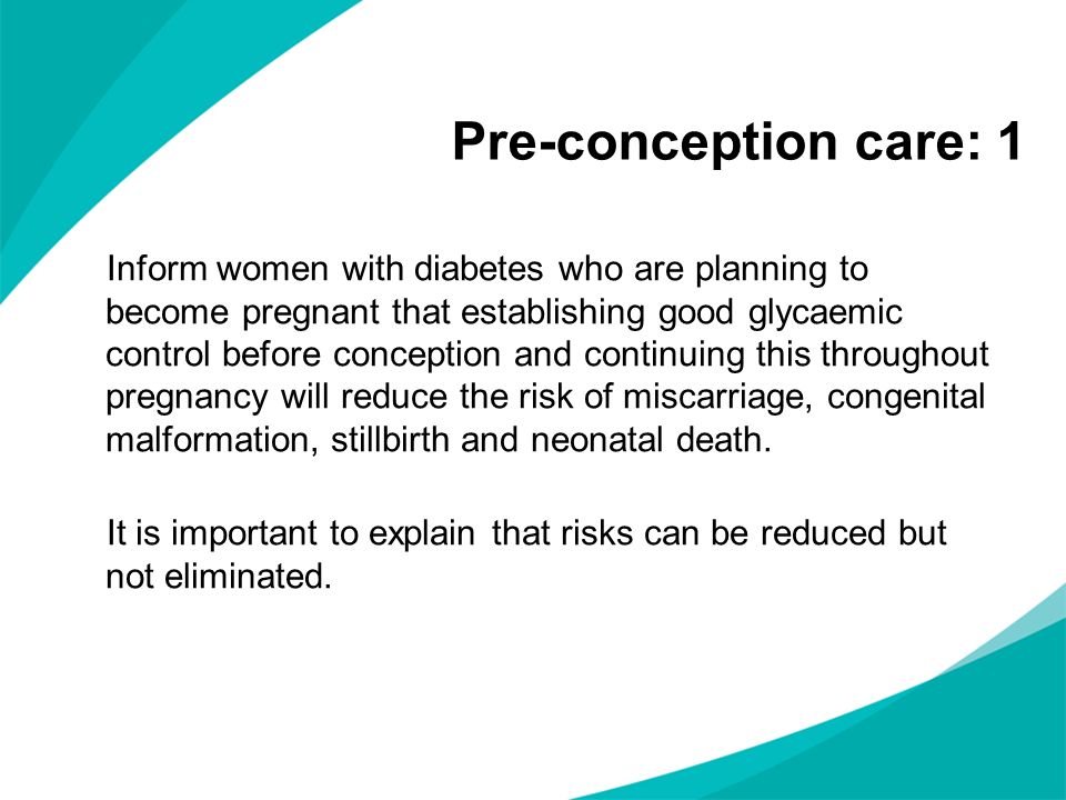 Pre-conception care: 1