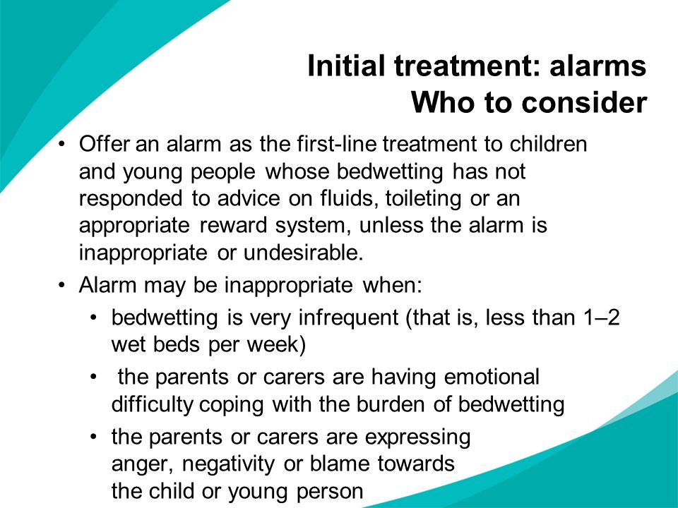 Initial treatment: alarms Who to consider