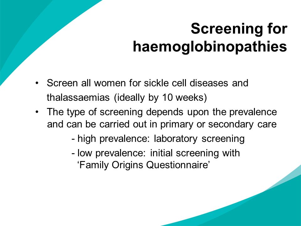 Screening for haemoglobinopathies