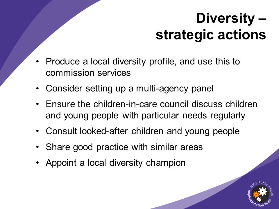 Diversity – strategic actions