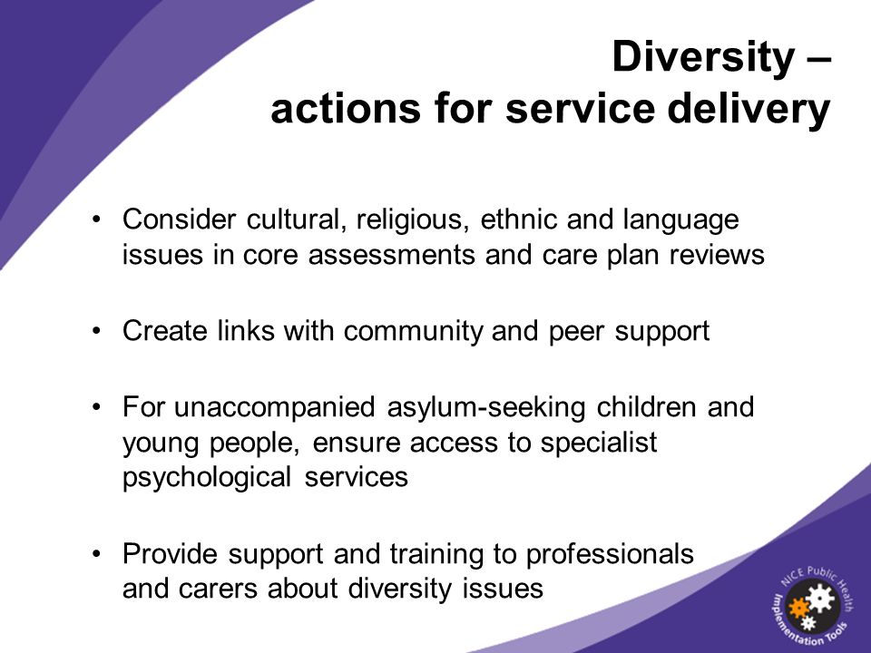 Diversity – actions for service delivery