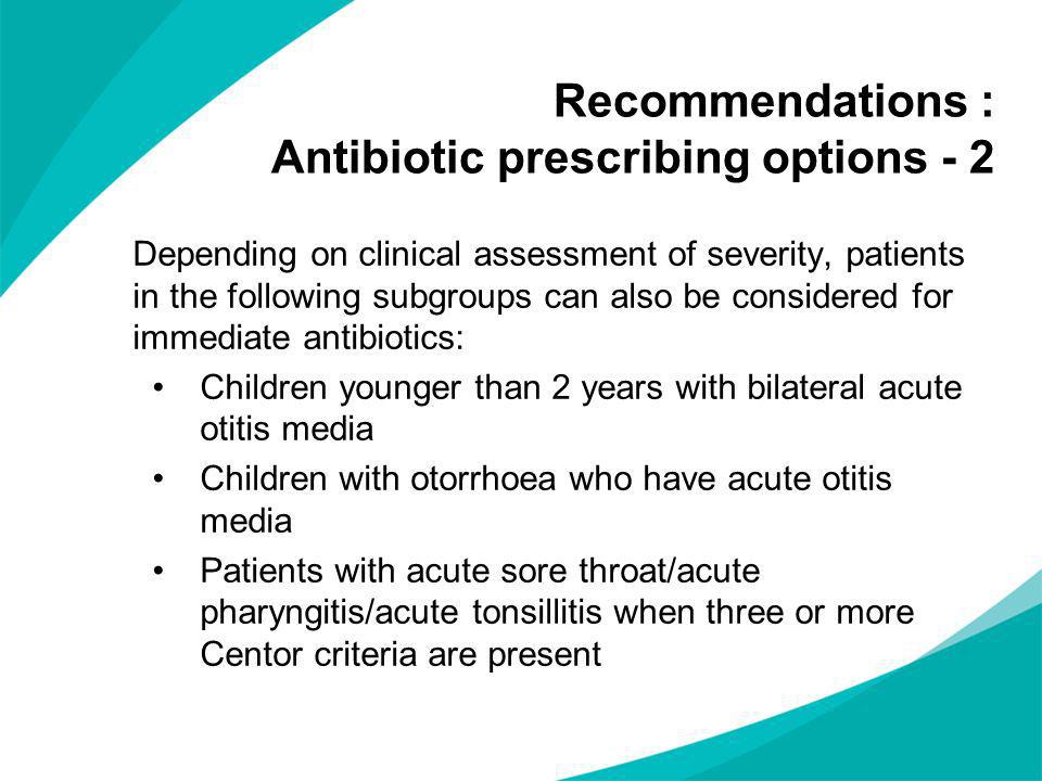 Recommendations : Antibiotic prescribing options - 2