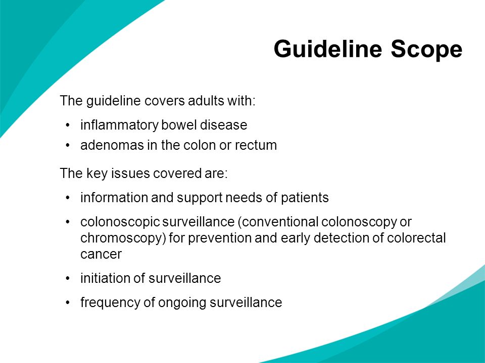 Guideline Scope The guideline covers adults with:
