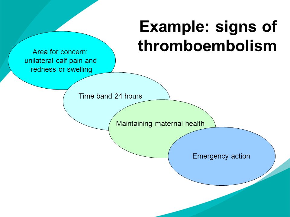 Example: signs of thromboembolism