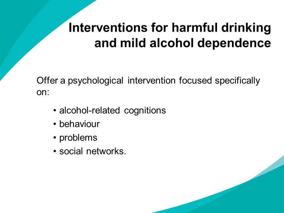 Interventions for harmful drinking and mild alcohol dependence