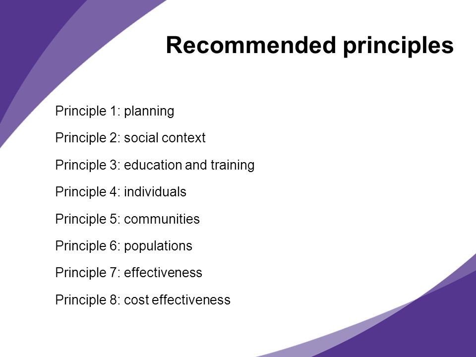 Recommended principles