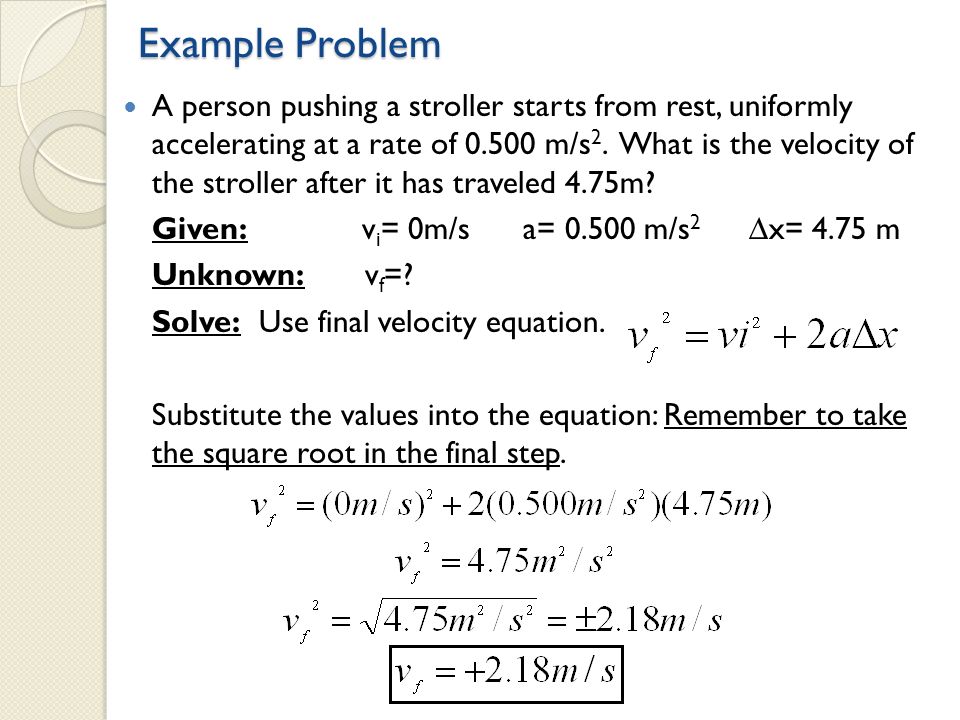 acceleration equation example