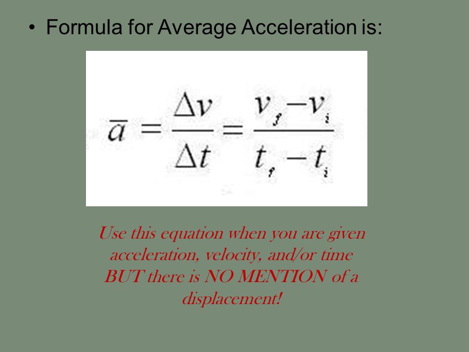 Formula average acceleration Difference Between