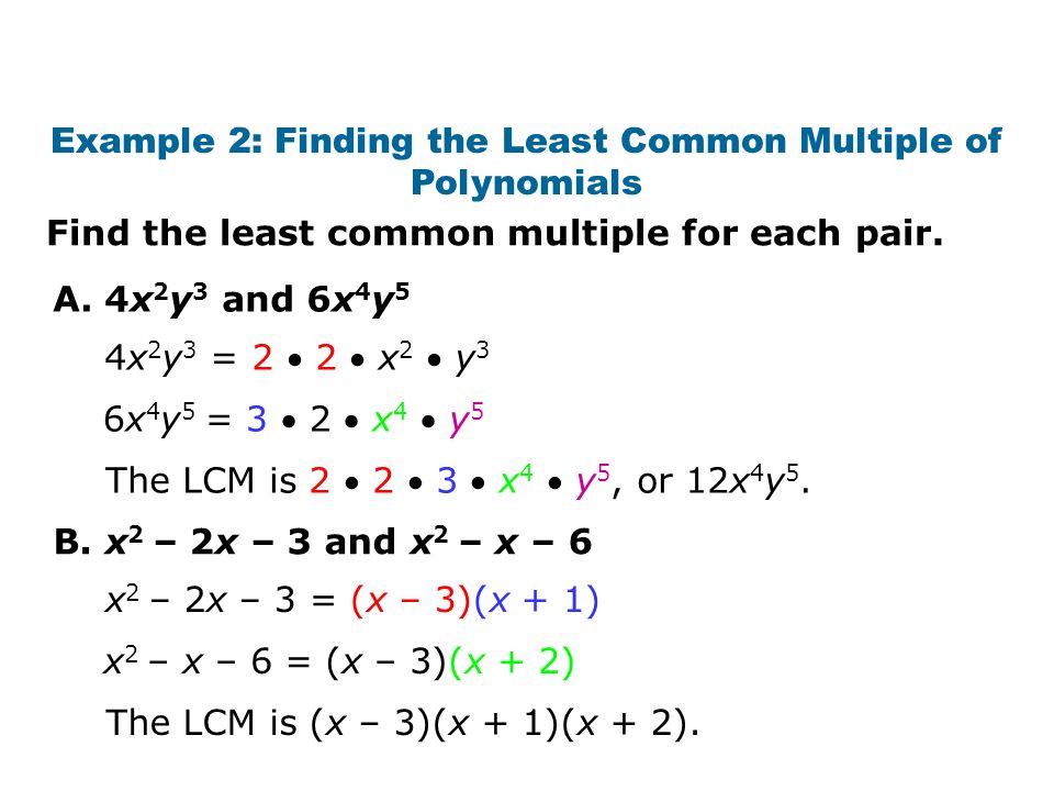 Example 2: Finding the Least Common Multiple of Polynomials