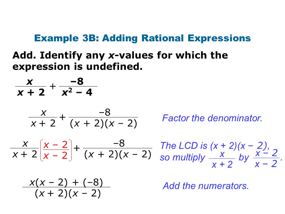 Example 3B: Adding Rational Expressions