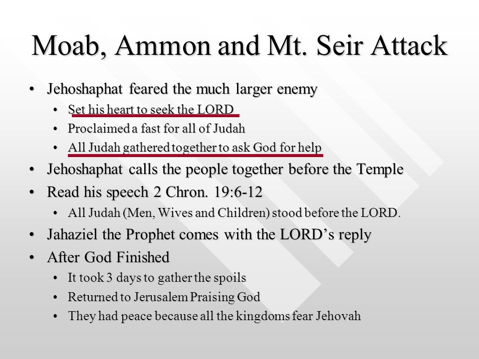 Moab, Ammon and Mt. Seir Attack