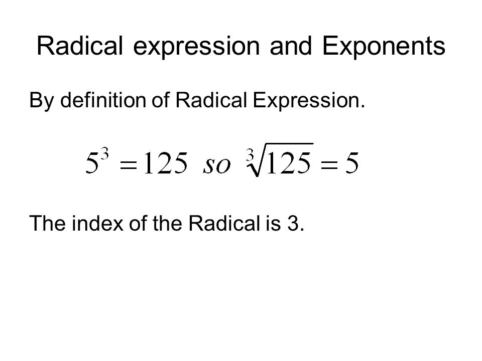 Radical expression and Exponents