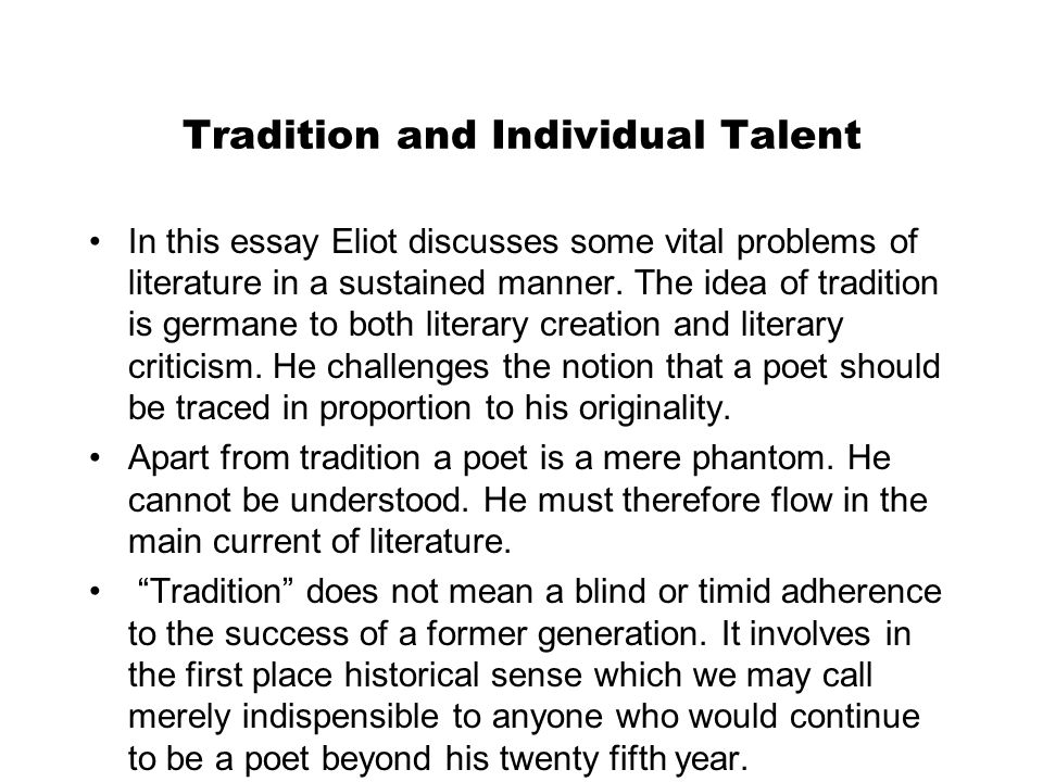 ts eliot tradition and the individual talent analysis