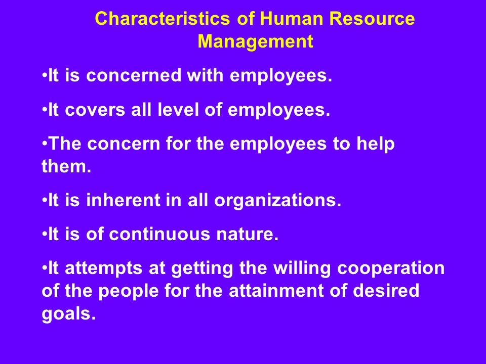 human resource management characteristics
