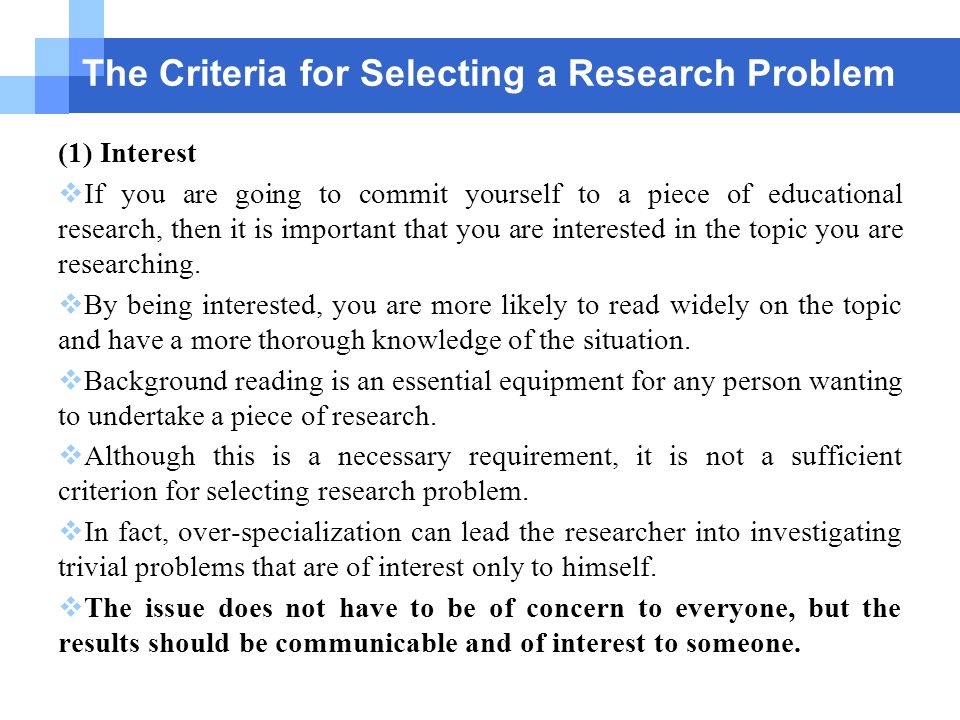 selecting a research topic