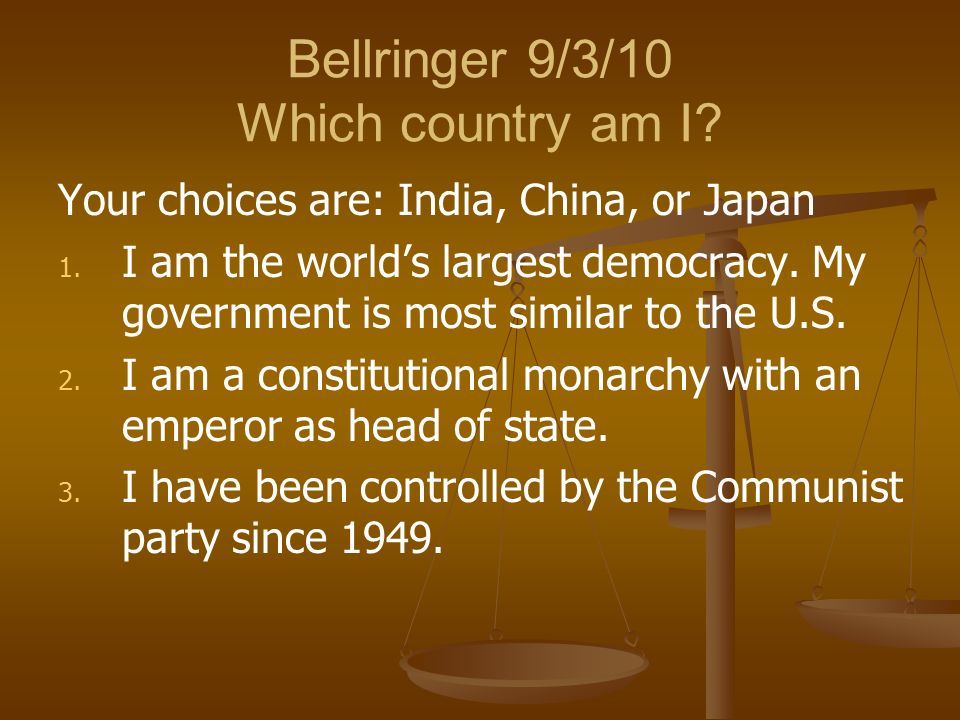 Bellringer 9/3/10 Which country am I