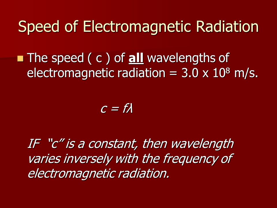 Speed of Electromagnetic Radiation