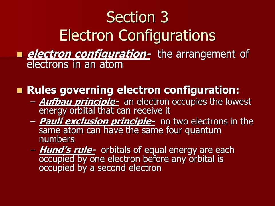 Section 3 Electron Configurations