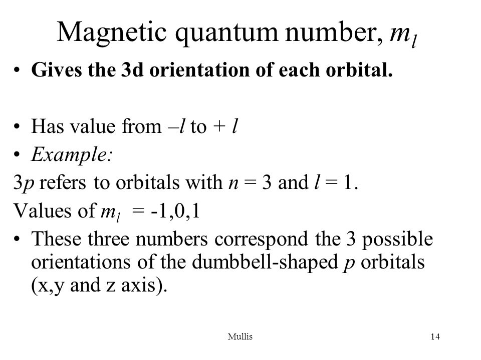 Magnetic quantum number, ml
