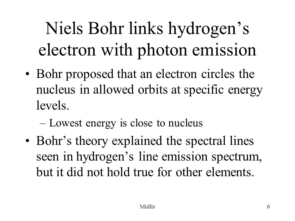 Niels Bohr links hydrogen’s electron with photon emission