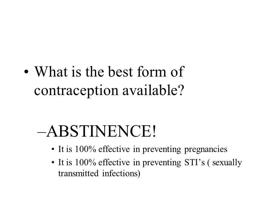 ABSTINENCE! What is the best form of contraception available