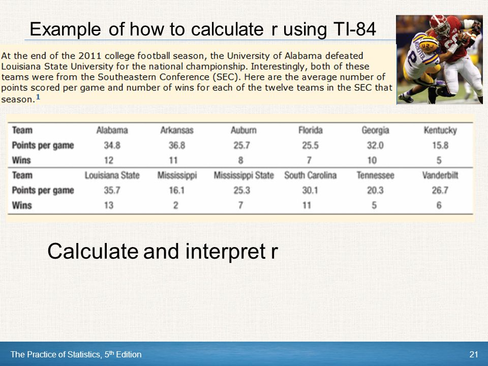 Example of how to calculate r using TI-84