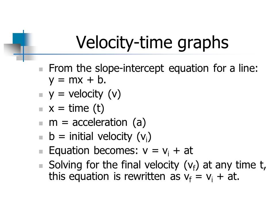 Velocity Time Graphs For A Vel T Graph With Constant Acceleration A Ppt Download