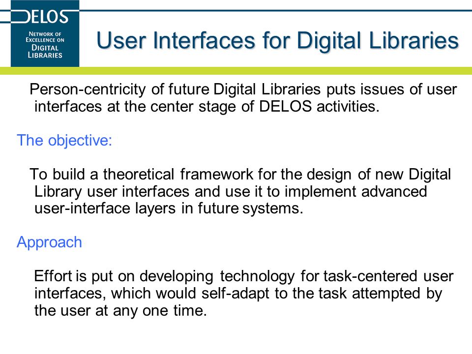 User Interfaces for Digital Libraries