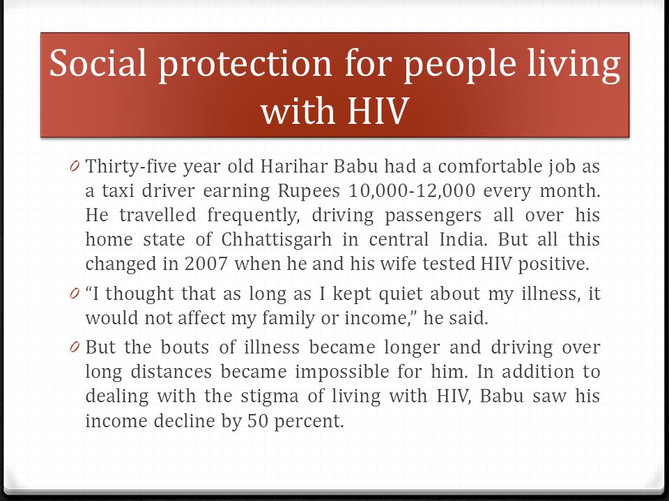 Social protection for people living with HIV