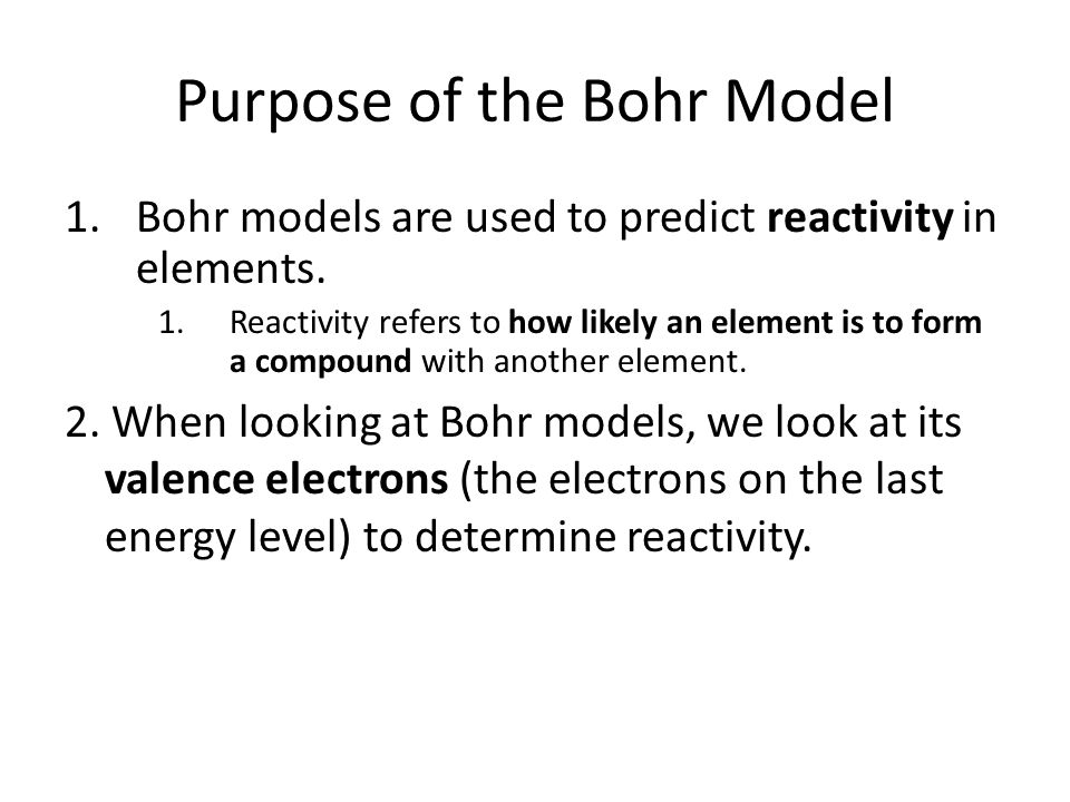 Purpose of the Bohr Model