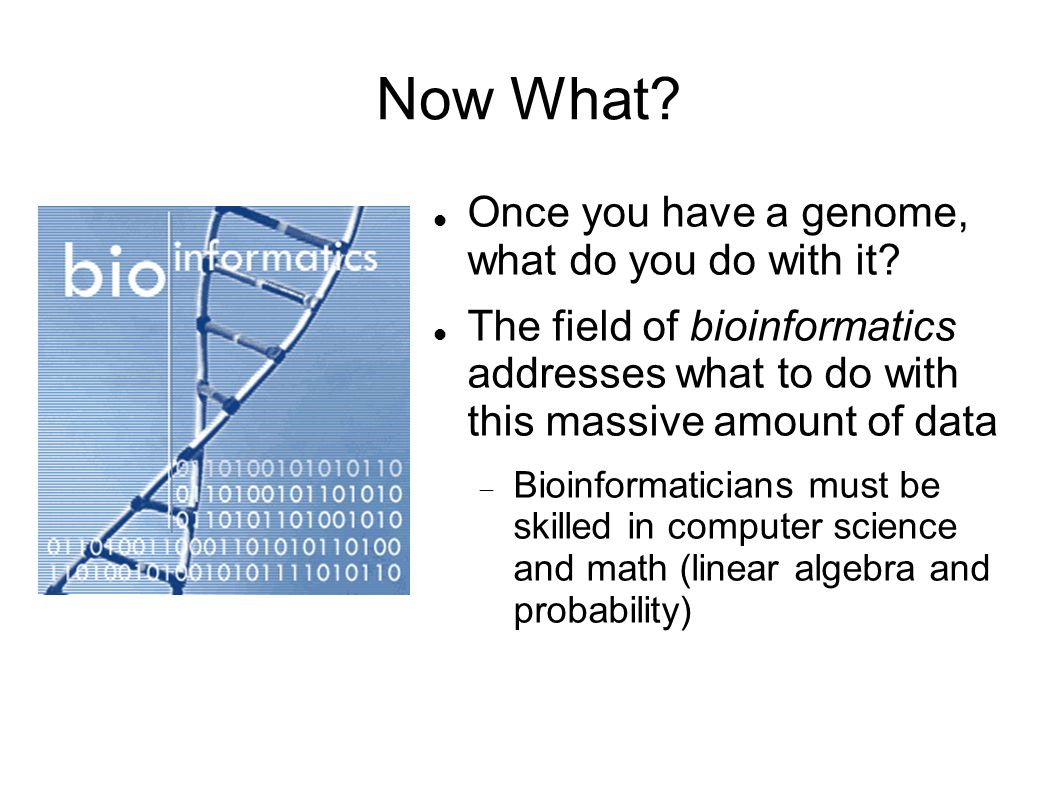 Now What Once you have a genome, what do you do with it