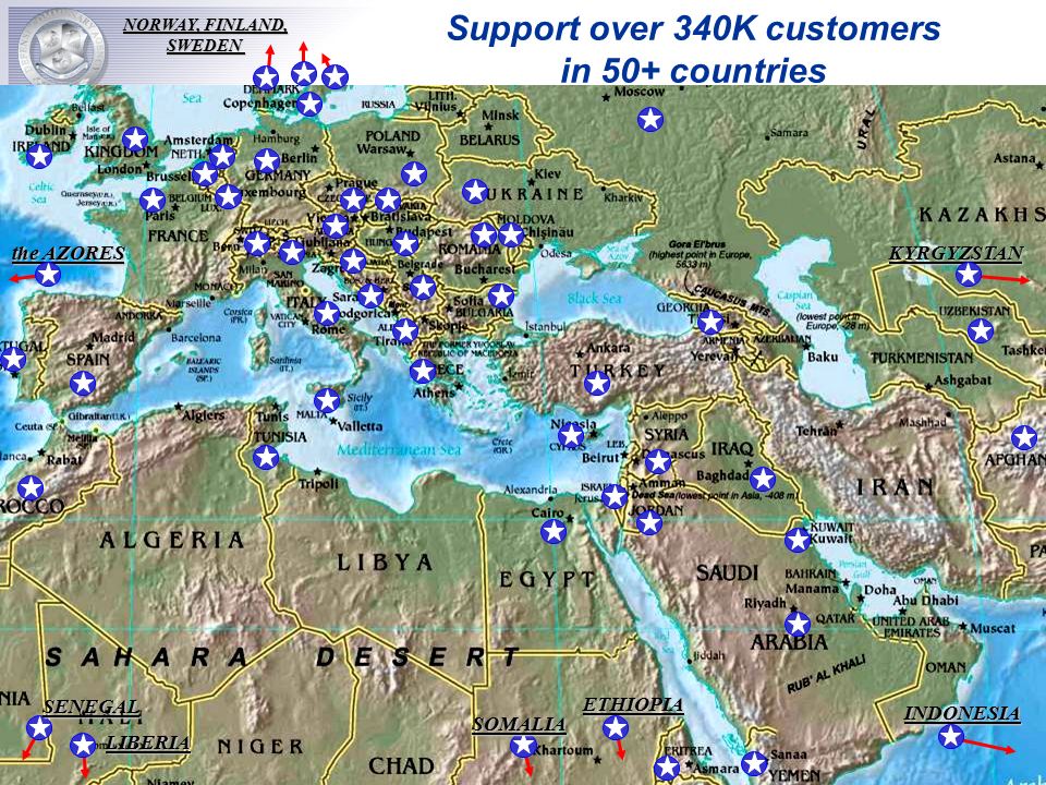 Support over 340K customers in 50+ countries