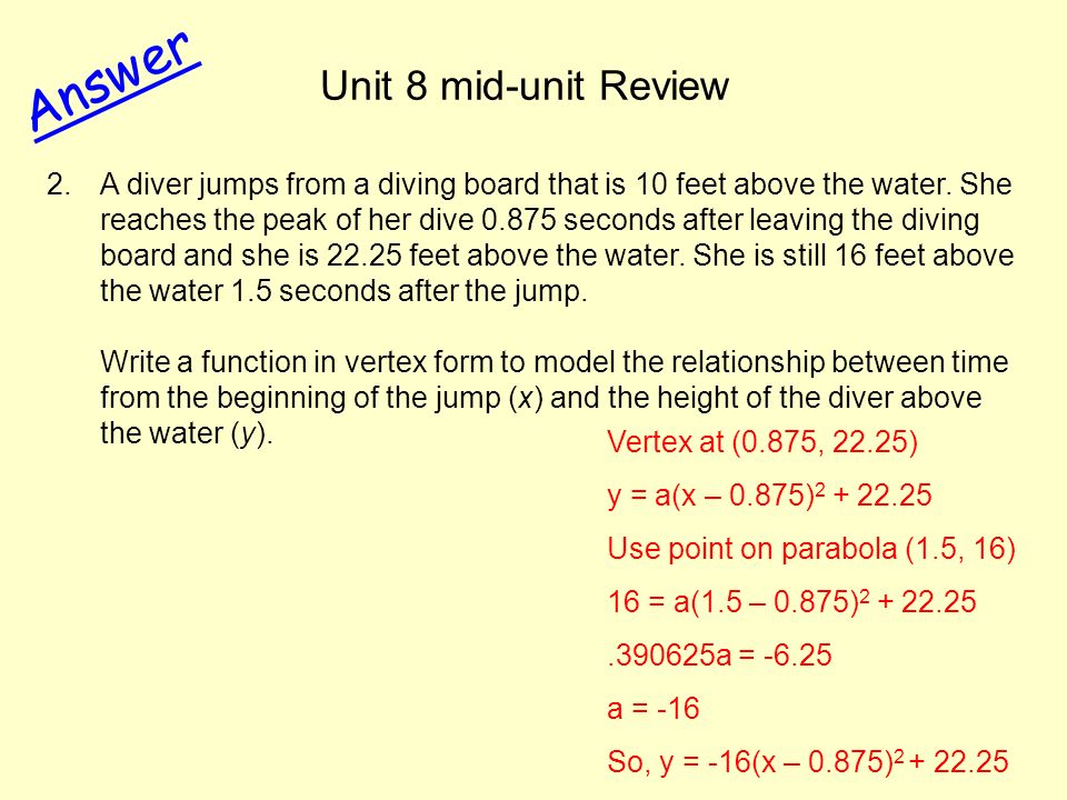 Answer Unit 8 mid-unit Review