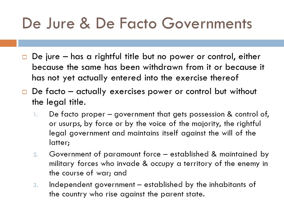 de jure government definition