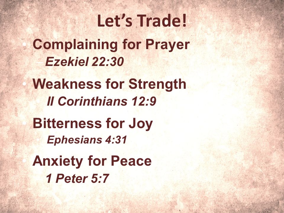 Let’s Trade! Complaining for Prayer Weakness for Strength