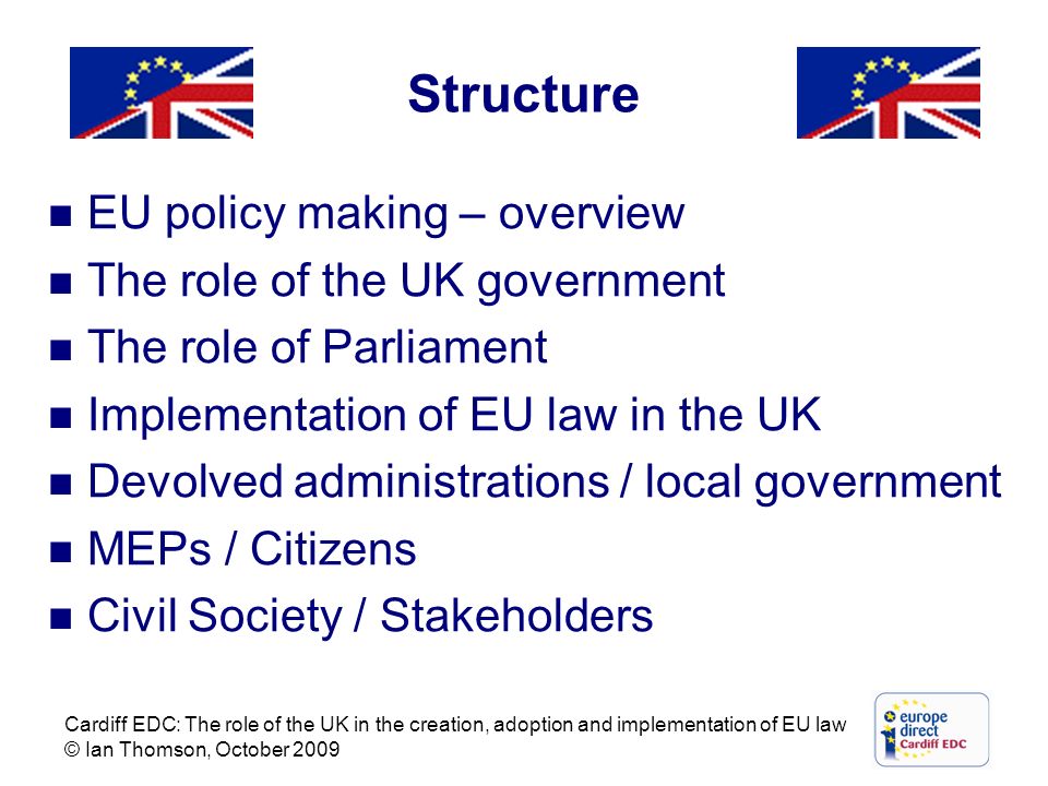 Structure EU policy making – overview The role of the UK government