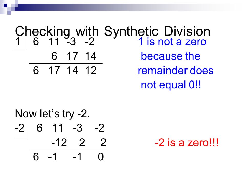 Checking with Synthetic Division