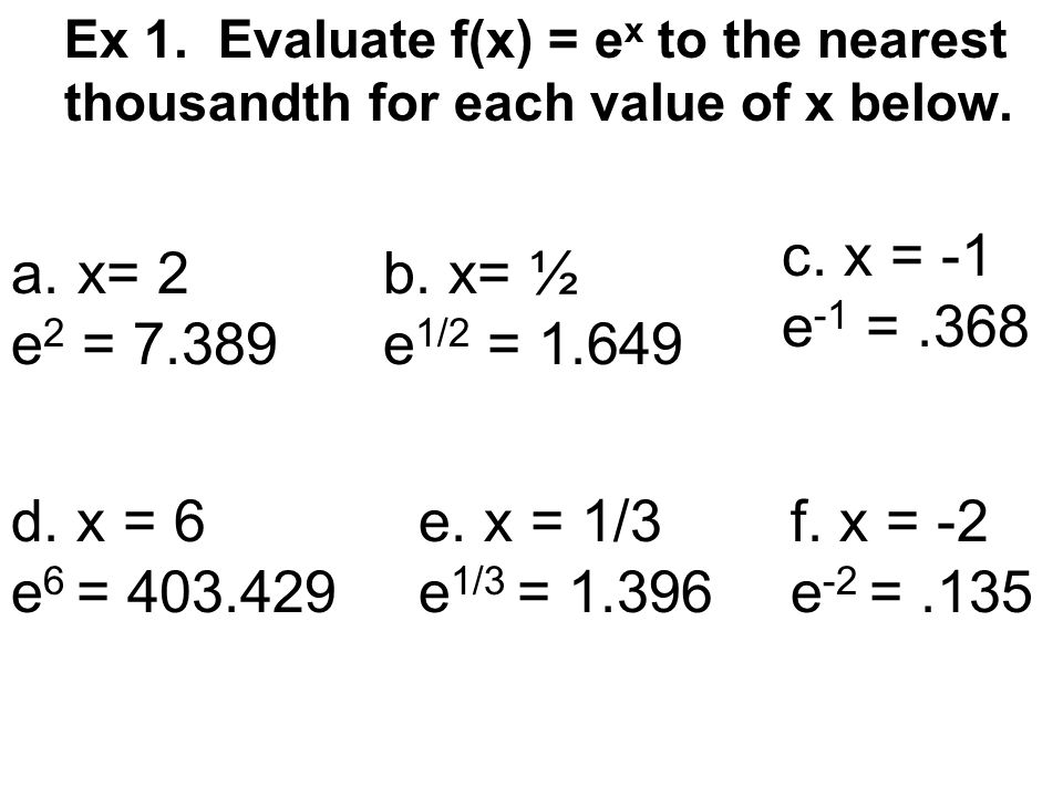 6 6 The Natural Base E Objectives Evaluate Natural Exponential And Ppt Video Online Download