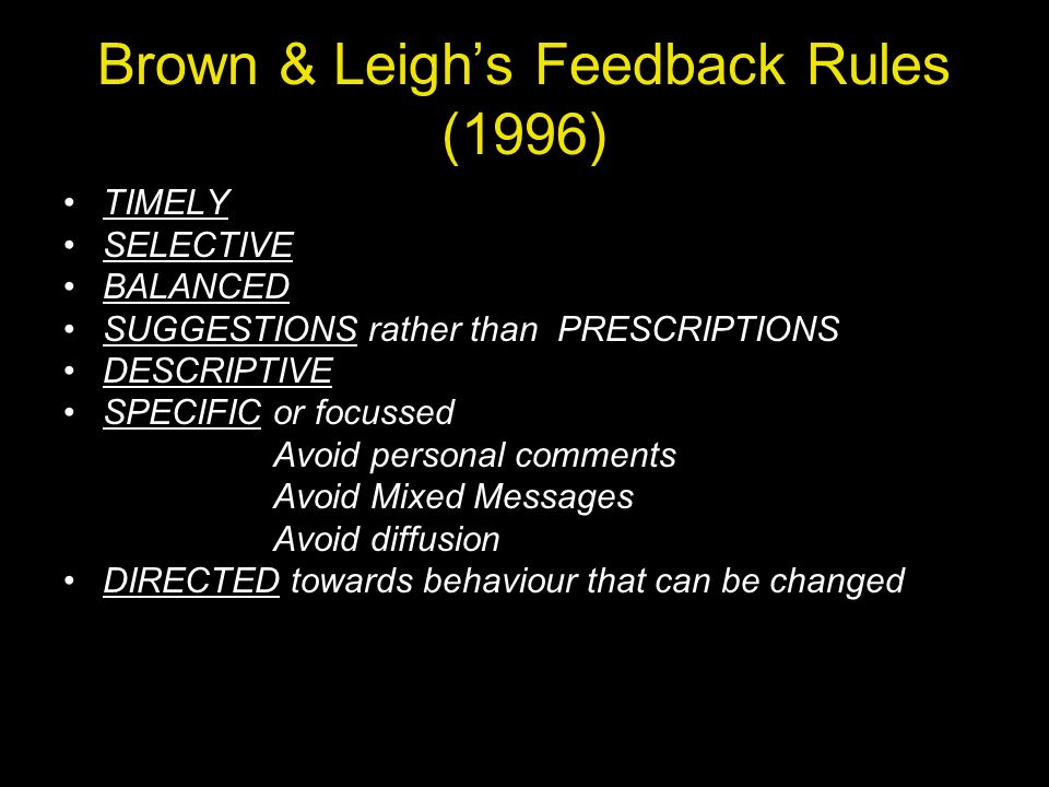 Brown & Leigh’s Feedback Rules (1996)
